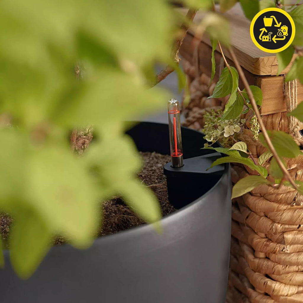 Jardinieră LECHUZA Classico Color ECO 60 Gri Închis | Jardinieră cu sistem de udare și indicator al nivelului apei | Fabricată din plastic 100% reciclat | Finisaj mat | Ø 60 x 55,5 cm | 18955