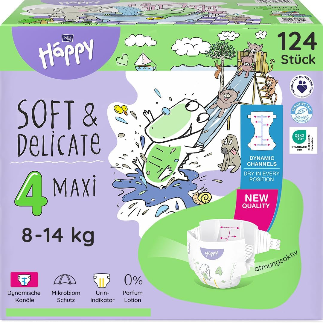 Bella Baby Happy Premium Diapers, Size 6, Junior Extra, 15+ kg, 96 pieces, DERMATEST and OEKO-TEX Seal, Disposable Baby Diapers