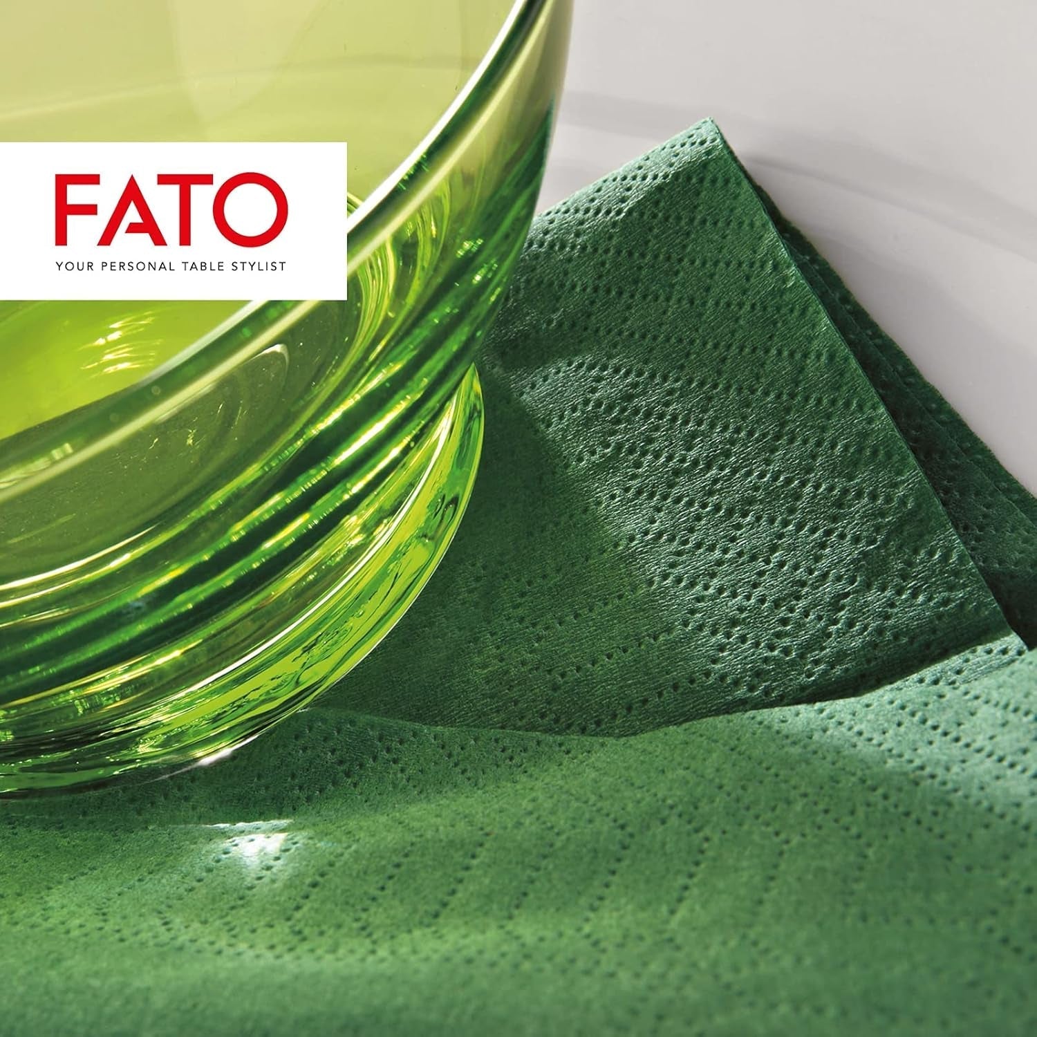 , Șervețele de hârtie de unică folosință, Ideal pentru prânzuri informale și bufete, Pachet de 50 de șervețele, Dimensiune 33X33, 4 ori pliate, 2 straturi, Verde pădure, 100% hârtie din celuloză pură, certificat Fsc