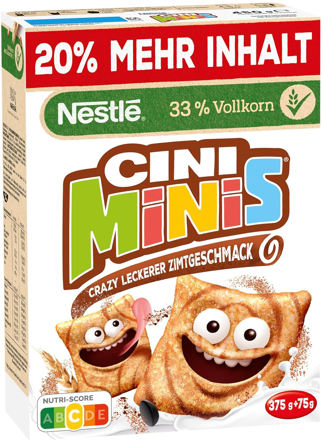 Nestlé CINI MINIS, Muesli with Cinnamon, 37% Vital Whole Grains, with Vitamins, Calcium and Iron, Crunchy Flakes, Pack of 7 (7x375g)
