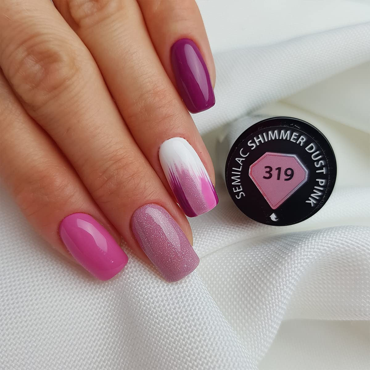 UV nail polish Semilac Hybrid 319 Shimmer Dust Pink 7ml