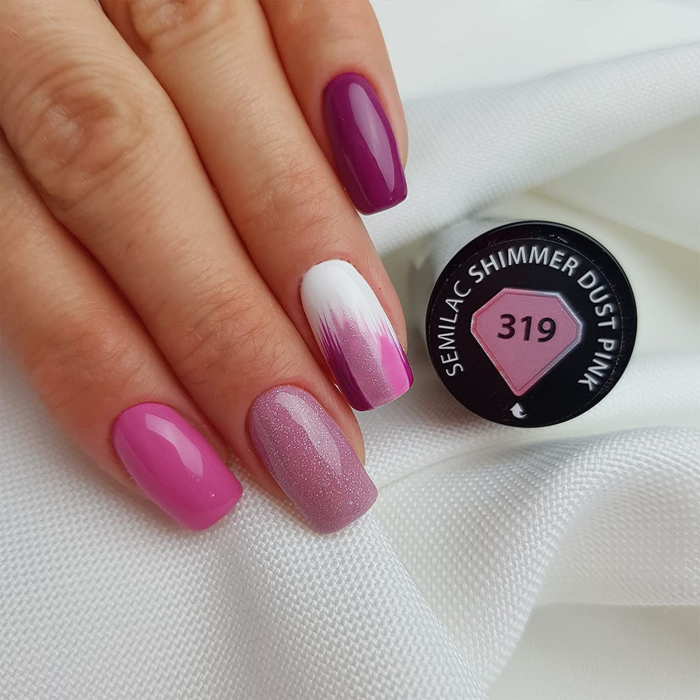UV nail polish Semilac Hybrid 319 Shimmer Dust Pink 7ml