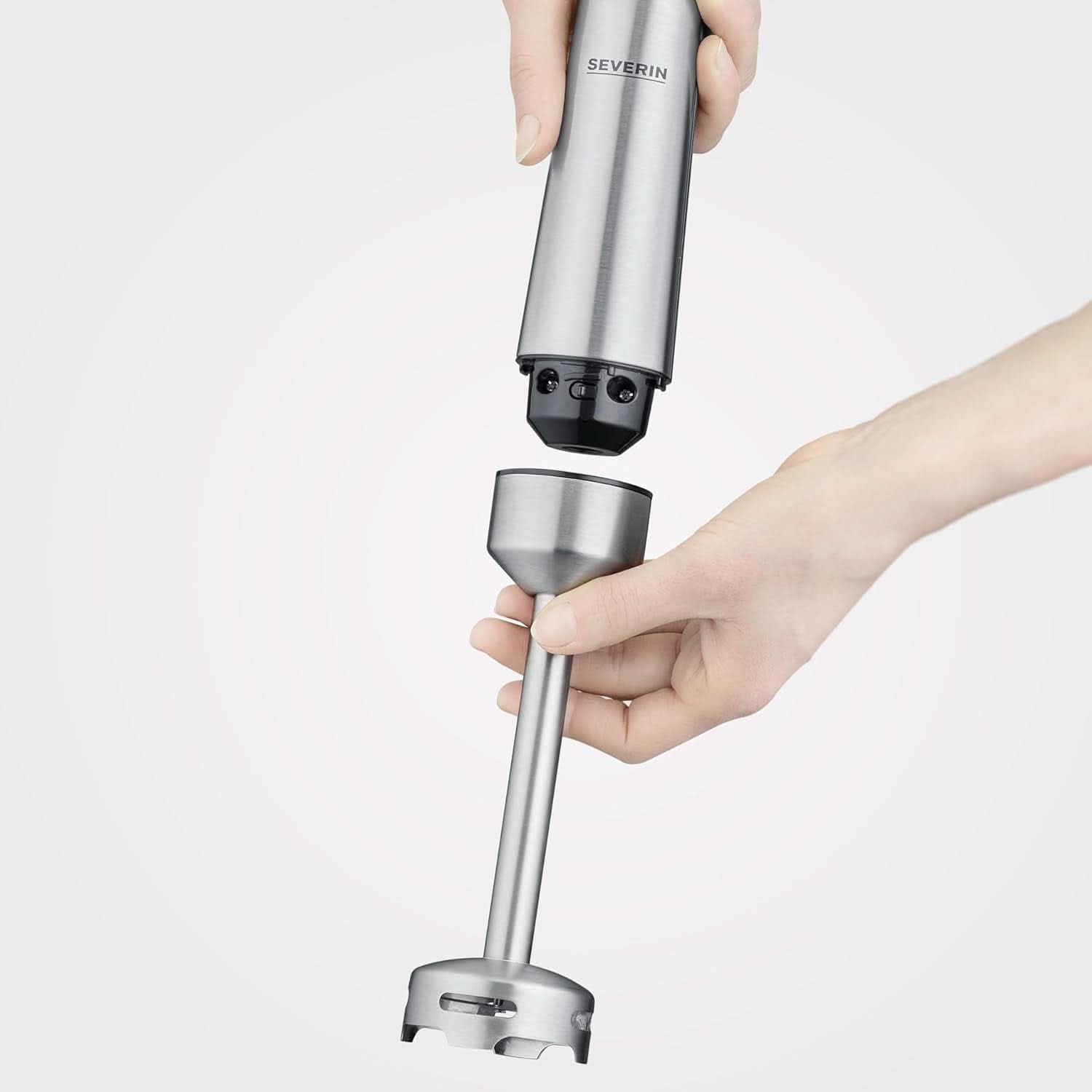 SEVERIN Kabelloser Stabmixer Mit Premium-Set, Abnehmbarer Mixstab, Mit Pürierstab, Multizerkleinerer, Mixbehälter, Kartoffelstampfer & Schneebesen, Schwarz/Edelstahl-Gebürstet, SM 3775 Mama si Copilul Naty Shop