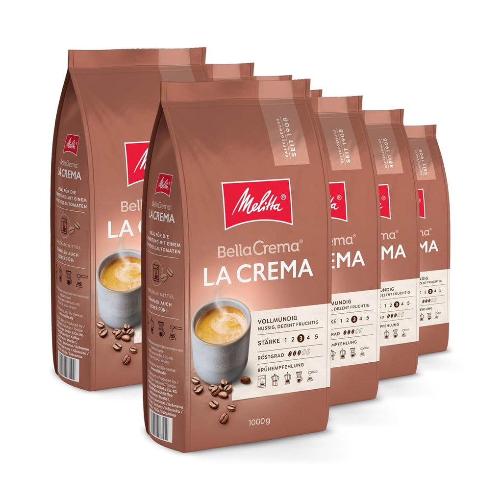 Melitta Bellacrema, boabe de cafea întregi Cafea Naty Shop 8 x 1 Kg La Crema