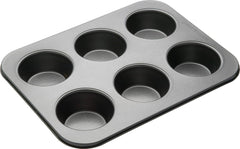 Masterclass Tiefes Muffinblech/Yorkshire Puddingform, 6-Loch-Form Mit PTFE-, PFOA- Und Bpa-Freier Antihaftbeschichtung, Robuster 1 Mm Kohlenstoffstahl, Grau, 35 X 26 Cm Molds and trays for baking Naty Shop