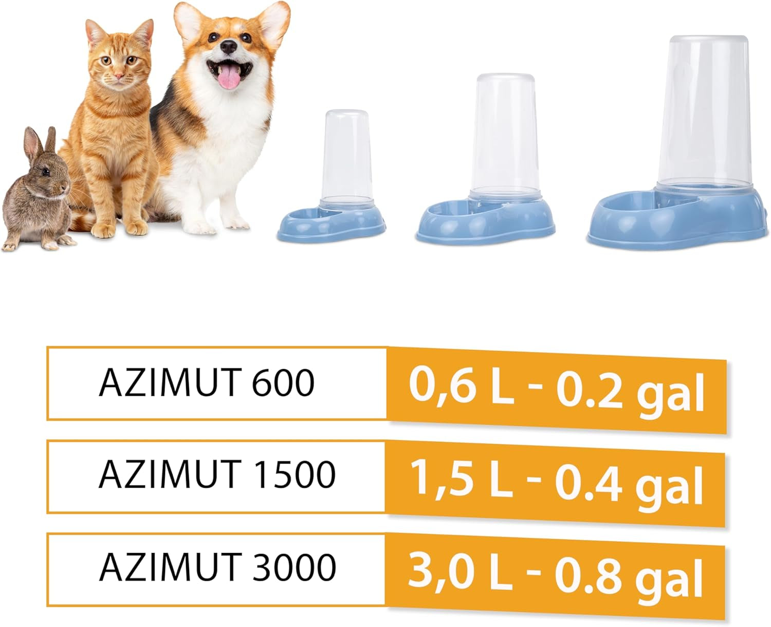 Ferplast Futter- oder Wasserspender für Hunde und Katzen AZIMUT 600 Futtertrog Water 0.6 Liter, Rutschfester Boden, 12.5 x 19 x H 19.5 cm Blue