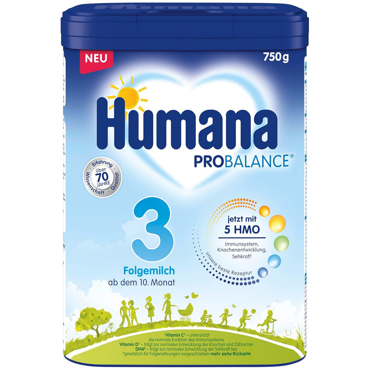Humana 3 Folgemilch Vorteilspack - 4x750g with 5 HMO, Natürliche Abwehrkräfte, Optimal für Babies ab dem 10; month