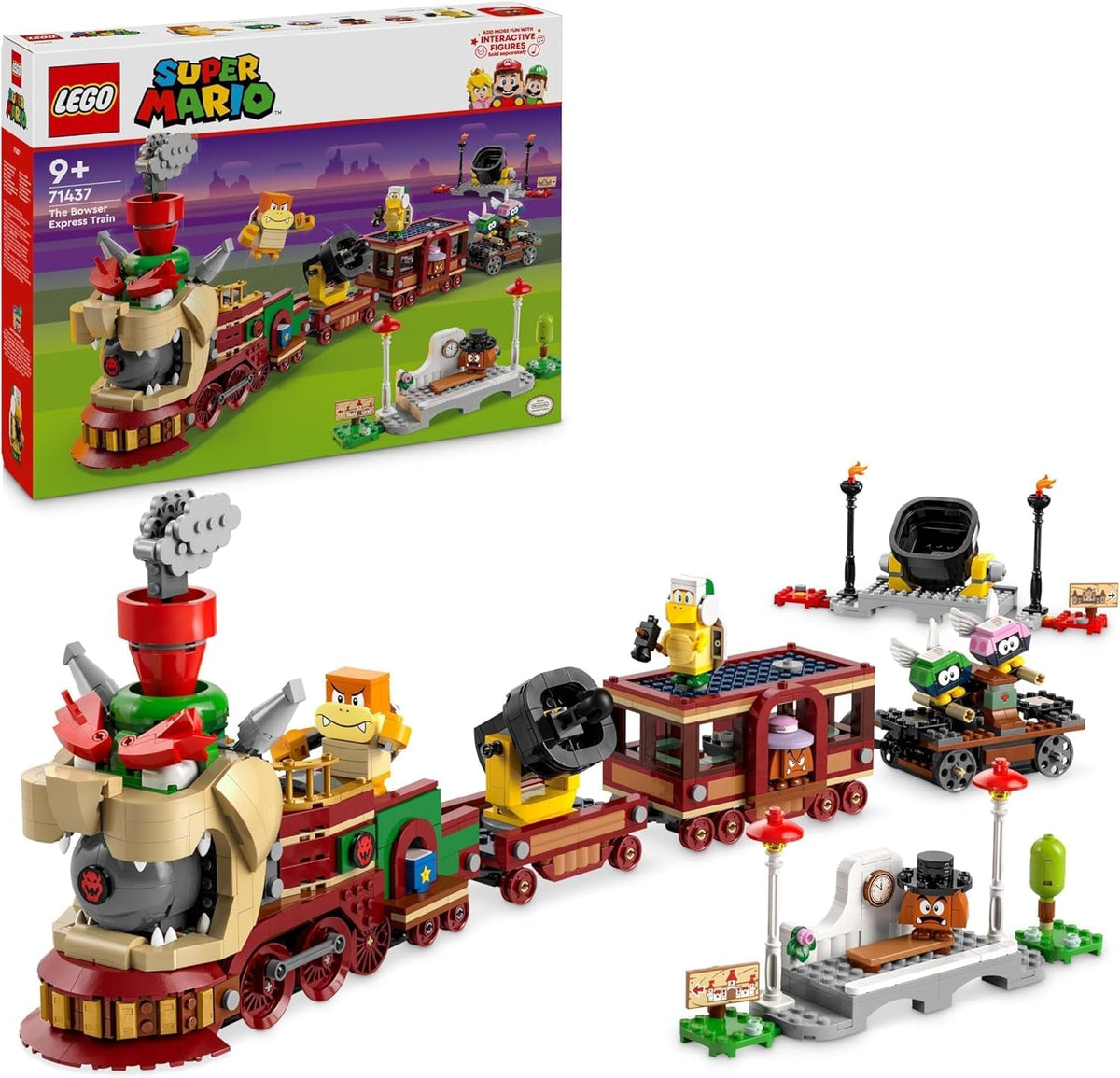 LEGO Super Mario Express Bowser Train Kids Adventure Playset with Hammer Brother 2 Gumbas and 2 Parapunctures Nintendo Gift for Boys Girls Gamers 71437 Building Sets Besuche den LEGO-Store Default Title