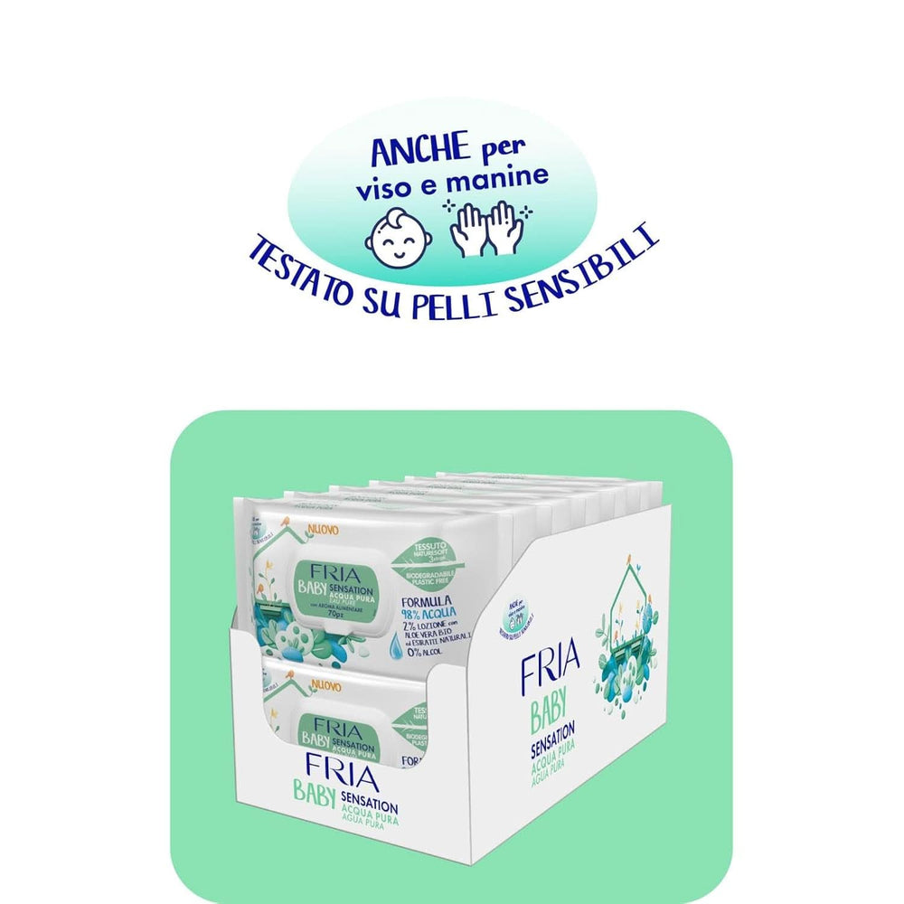 Baby Sensation nappy changing wipes with pure water, 98% purified water formula with skin cleansing effect, dermatologically tested, economic package Baby Wet Wipes Naty Shop