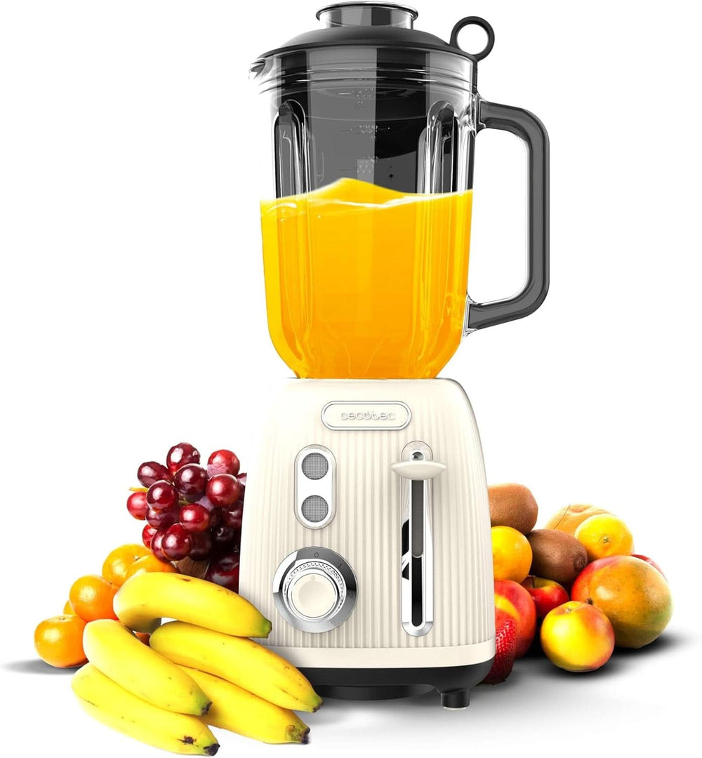 Cecotec Standmixer Retro Power Black Titanium Retrogreen. 1200W Maximale Leistung, 2 Geschwindigkeiten, 4-Klingen-Messer Mit Schwarzer Titanbeschichtung Und 1.5L Krug, Vintage-Design in Grün Bucatarie Naty Shop Beige