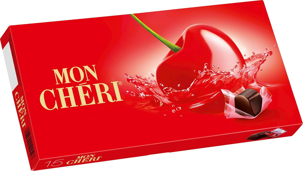 Ferrero Mon Chéri - Crunchy Chocolate, Fruity Liqueur and an Aromatic Cherry - Valentine's Day Chocolate Gift for Him and Her - 1 Pack of 15 Individual Chocolates