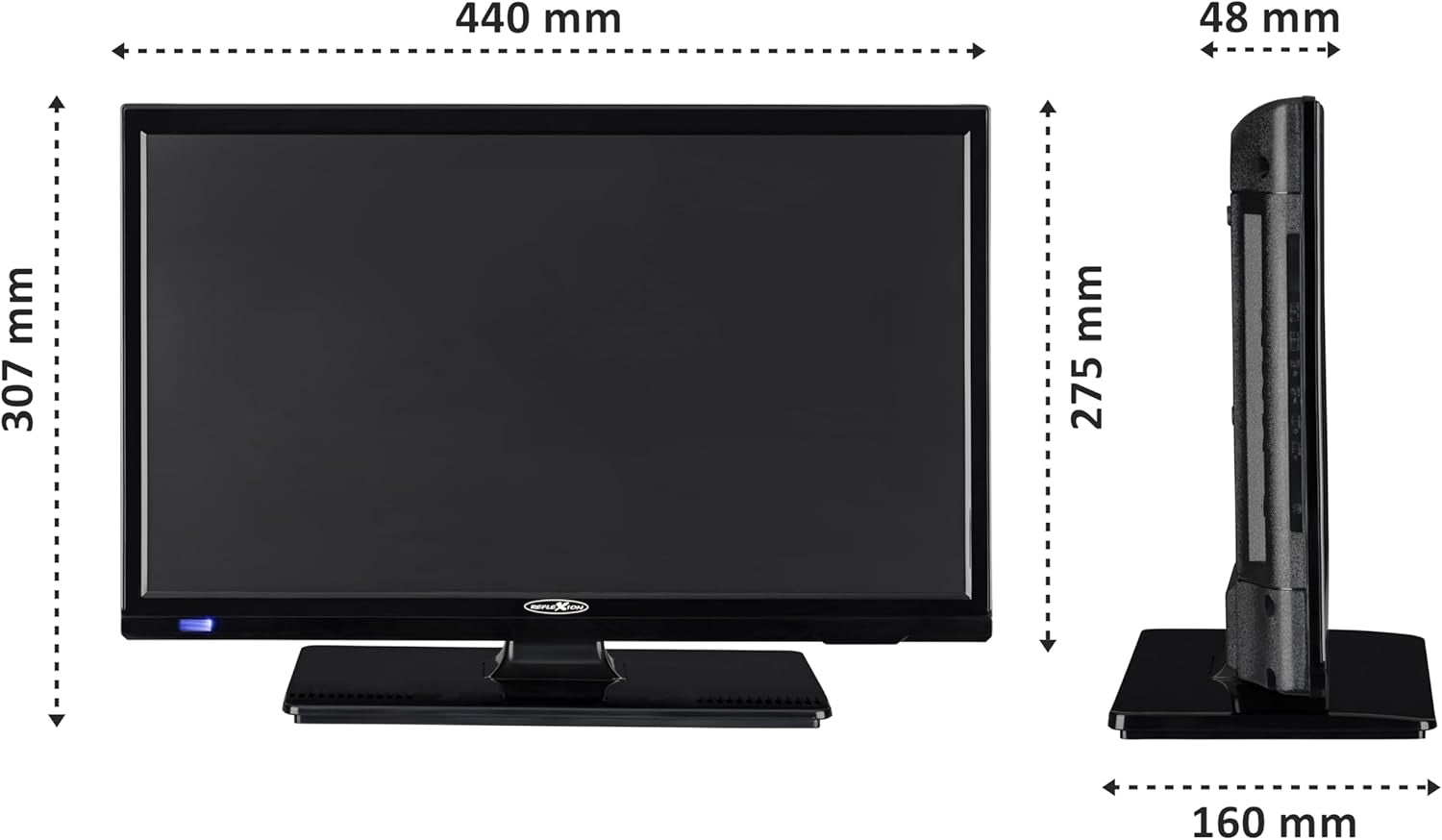 Televizor inteligent REFLEXION LED19iBT de 19 inci (HD Ready, DVB-T2/S2/C, HDMI, CI+, Bluetooth, WLAN, 12V/230V) – Televizor ușor de camping pentru rulote, autorulote, bărci și camioane cu VESA 100x100