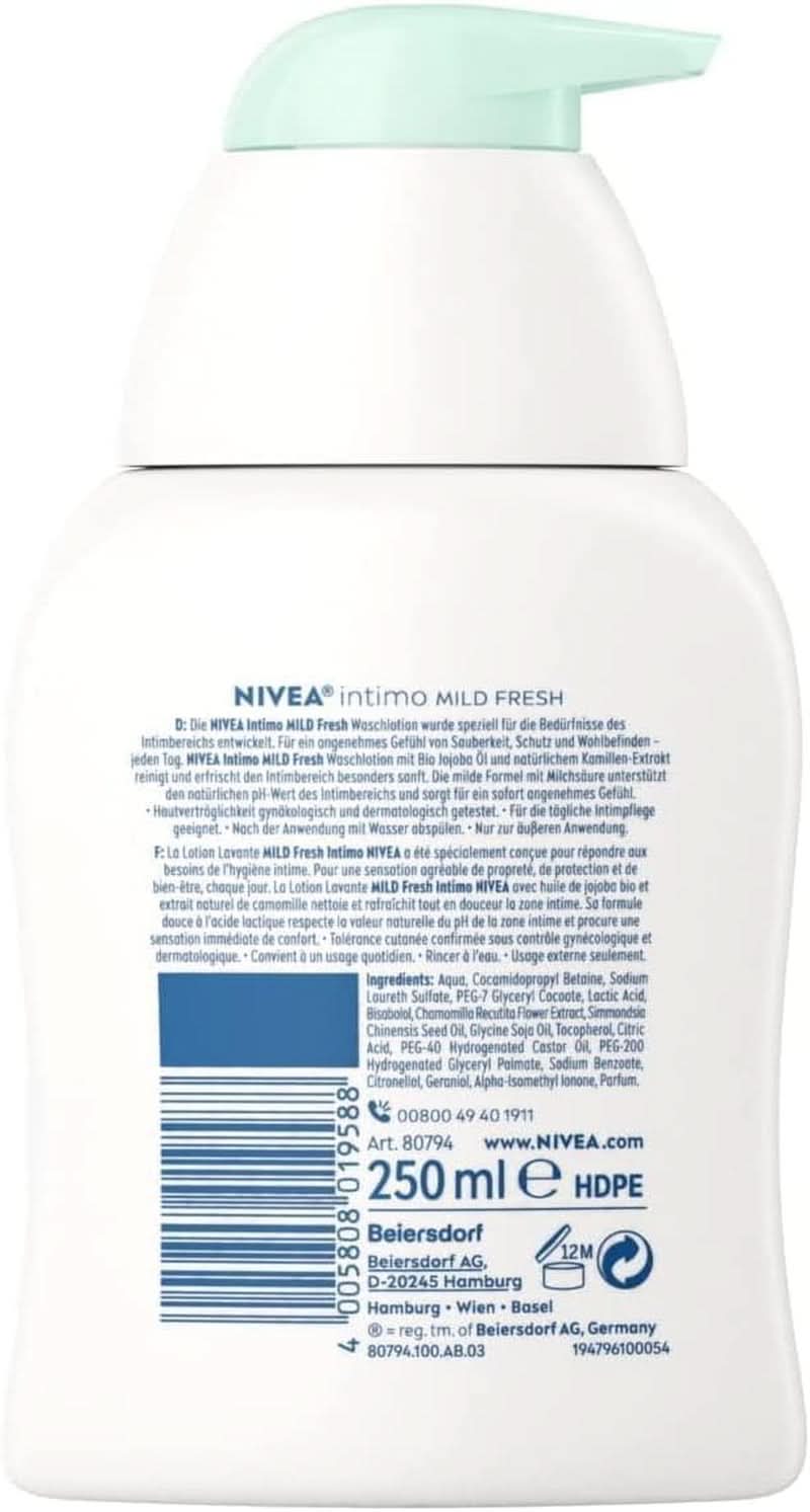 NIVEA, Intimate wash lotion with lactic acid, chamomile extract and organic jojoba oil, 250 ml Shower and bath Naty Shop