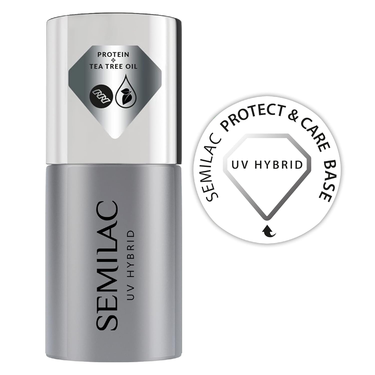Semilac Pure&Clean UV nail polish base 7 ml – Self-leveling hybrid base for sensitive nails