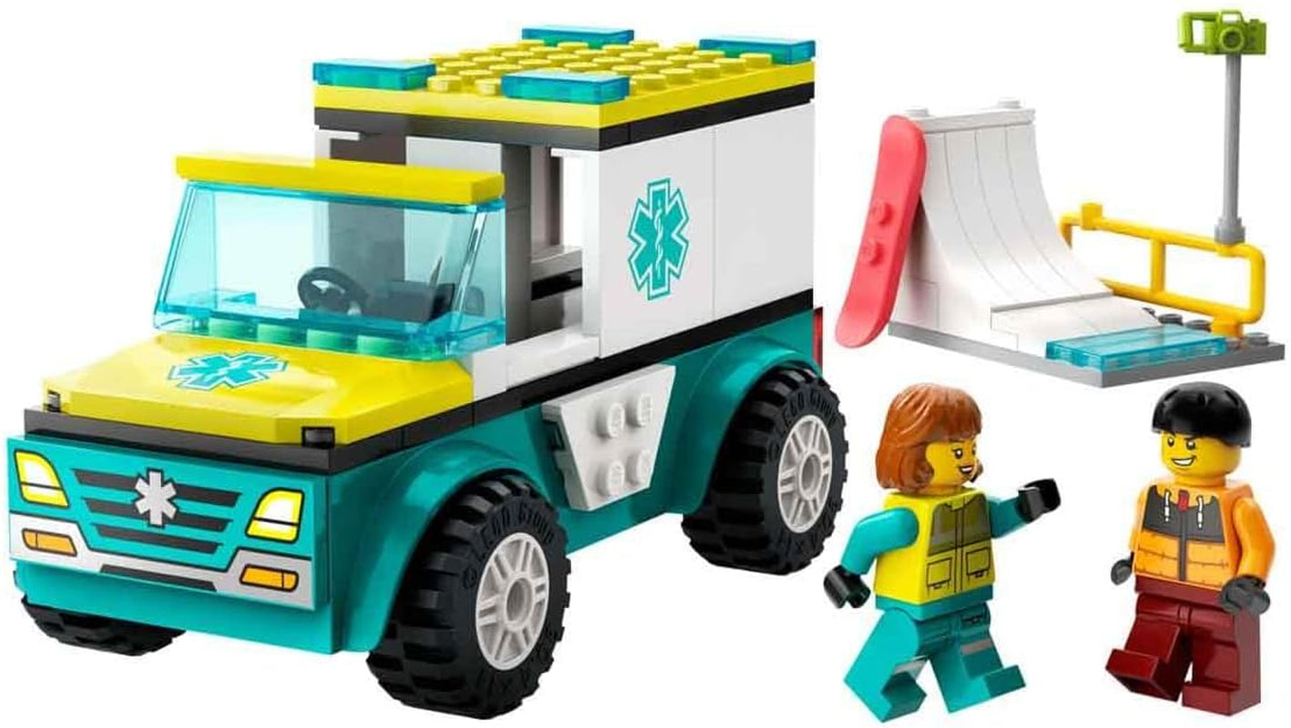 LEGO City Ambulance and Snowboarder, Ambulance Playset with toy car and 2 minifigures, Snowboarder and Paramedic Figure, imaginative gift for boys and girls from 4 years 60403 Building sets Besuche den LEGO-Store