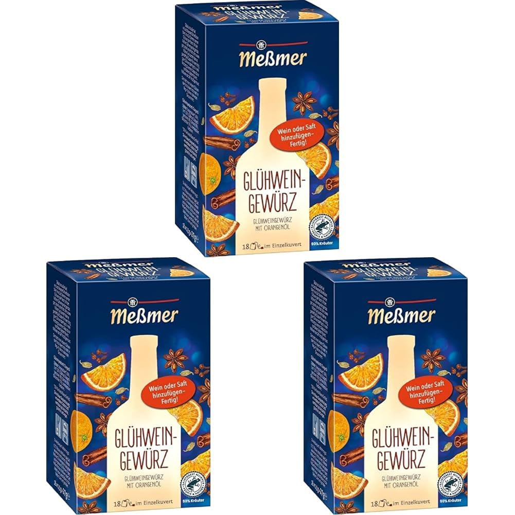 Meßmer Glühweingewürz | For Wine or Juice | 18 Teebeutel | Gluten free | Lactose-free Vegan
