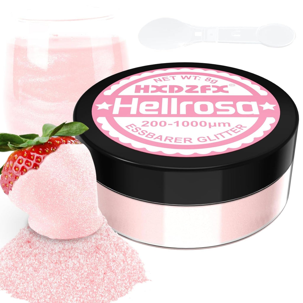 Essbarer Glitzer Für Getränke - Lebensmittelfarbe Pulver, Schimmerndes Glitzerpulver, Lebensmittel Glitzerpuder Für Schokolade, Kuchen, Fondant, Drinks - 8G (Frucht Grün) Naty Shop Hellrosa