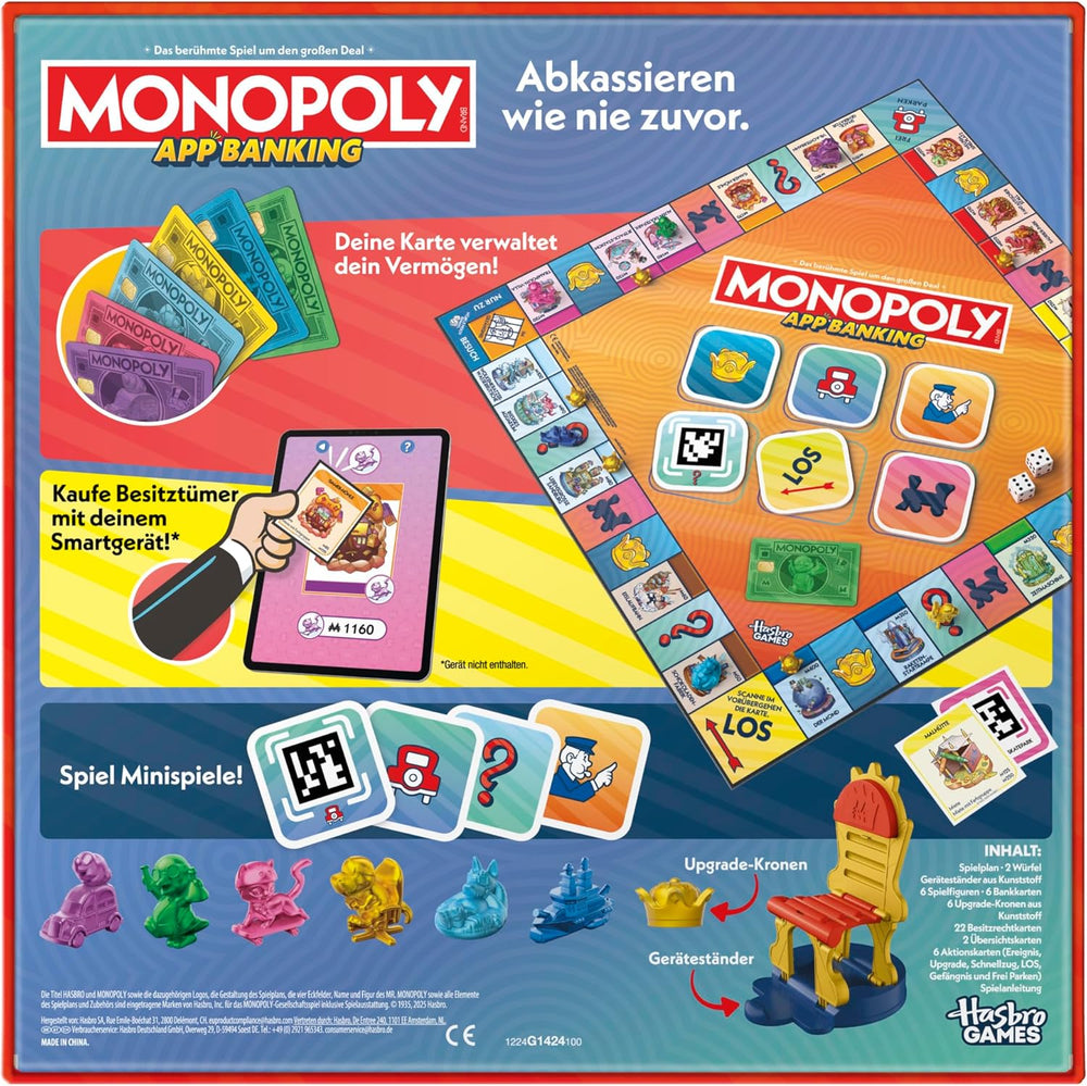 Monopoly Board Game App Banking - German version, modern version of the classic electronic game for children aged 8 and up, for 2 to 6 players