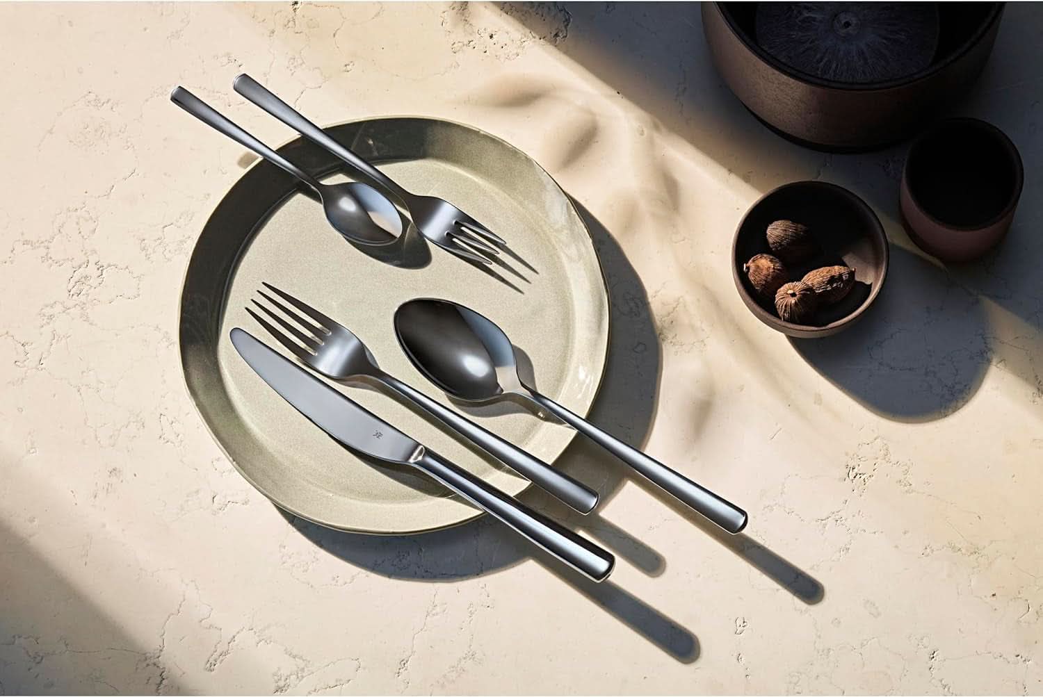 WMF Philadelphia set de tacâmuri pentru 12 persoane, 60 de piese, cuțite monobloc, oțel inoxidabil Cromargan Bucatarie Naty Shop