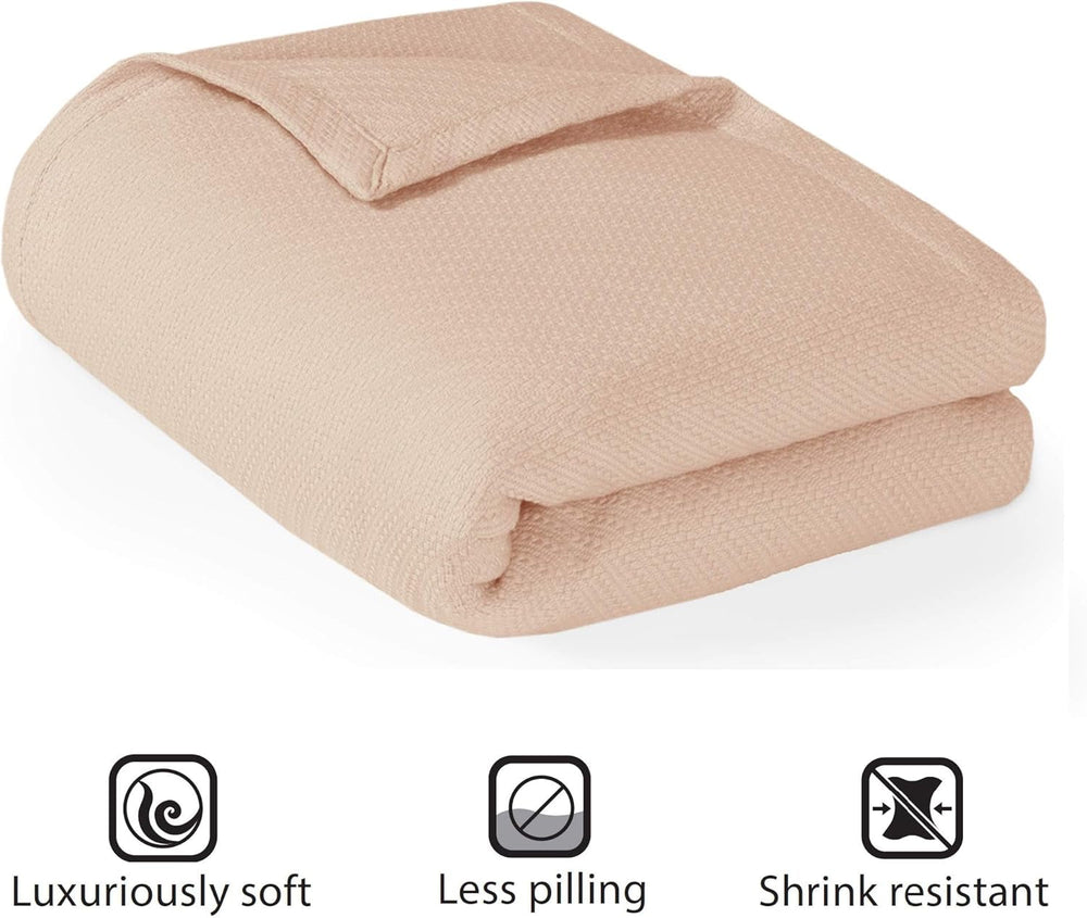 Madison Park Luxury Liquid Cotton High Quality Soft Comfortable 100% Ringspun Cotton Blanket For Bed Couch Or Couch Blush Full/Queen Quilts & Quilts Naty Shop