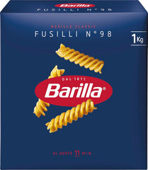 Pasta Barilla Classic Fusilli no. 98, from high quality durum wheat, always al dente, 1 kg
