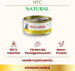 Almo Nature HFC Hrană umedă naturală pentru pisici - pulpe de pui, pachet de 24 (24 x 70g)