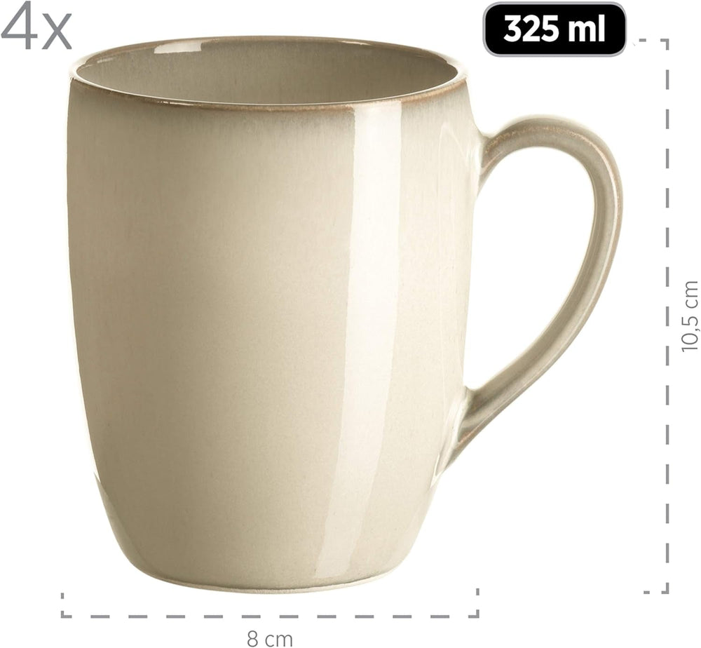 MÄSER 931736 Geschirr-Set Für 4 Personen Im Mediterranen Vintage-Look, 16-Teiliges Kombiservice in Sandigem Grau, Keramik, Sandgrau Tableware sets Naty Shop