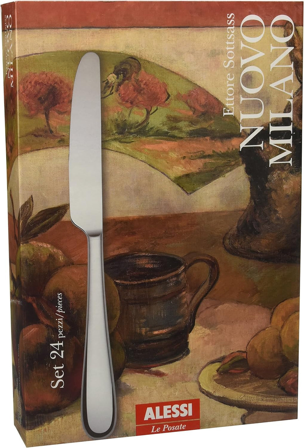 Alessi 5180S24M Nuovo Milano Monobloc Cutlery Set 24 Pieces Polished Stainless Steel 18/10 Kitchen Naty Shop