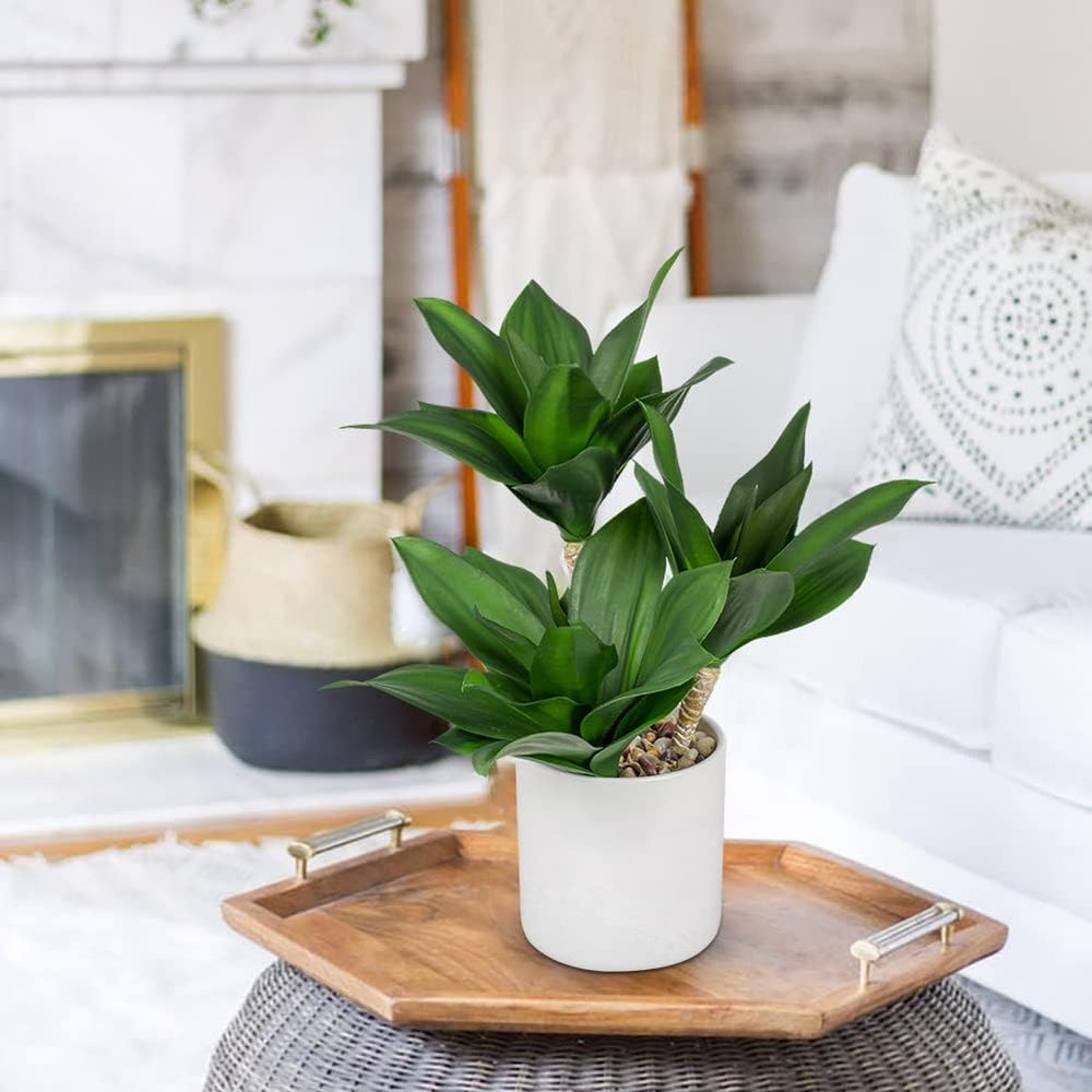 Groß Sukkulenten Künstliche Pflanzen Deko Im Topf 37Cm, 3 Stück Agave Pflanze Faux Sukkulente Kunstpflanze Im Topf Keramik, Sukkulente Topfpflanzen Deko Aloe Yucca Vera Für Haus Büro Küche Desktop#2