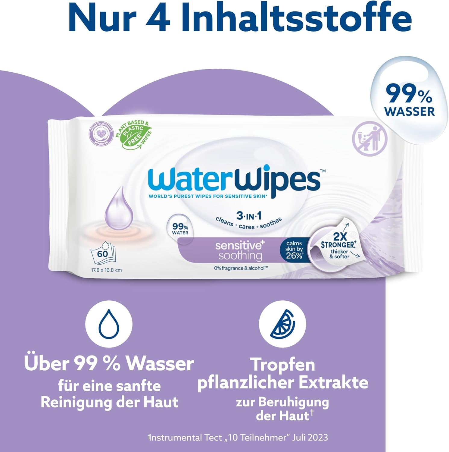 WaterWipes Sensitive+ Soothing Clean Wet Wipes, 720 Count (12 Pack), 3-in-1 Cleansing, Care and Soothing, 99% Water with Plant Extract, Fragrance Free Baby Wet Wipes