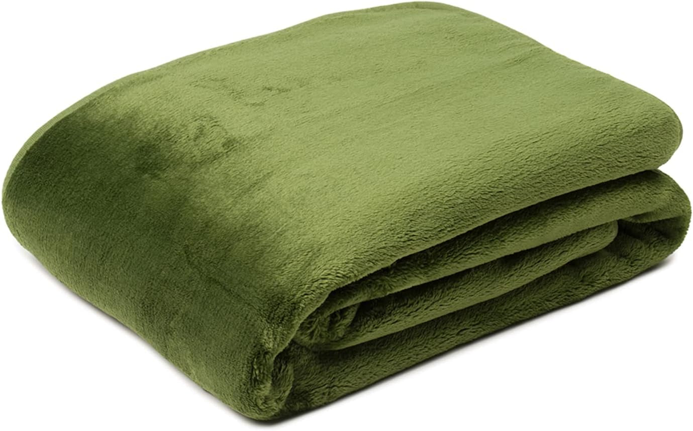 Gözze - Pătură confortabilă Premium Cashmere-Feeling, 500 G/M², 180 X 220 Cm - muștar Paturi si Cuverturi Besuche den GÃ¶zze-Store Verde închis 220 X 240 Cm