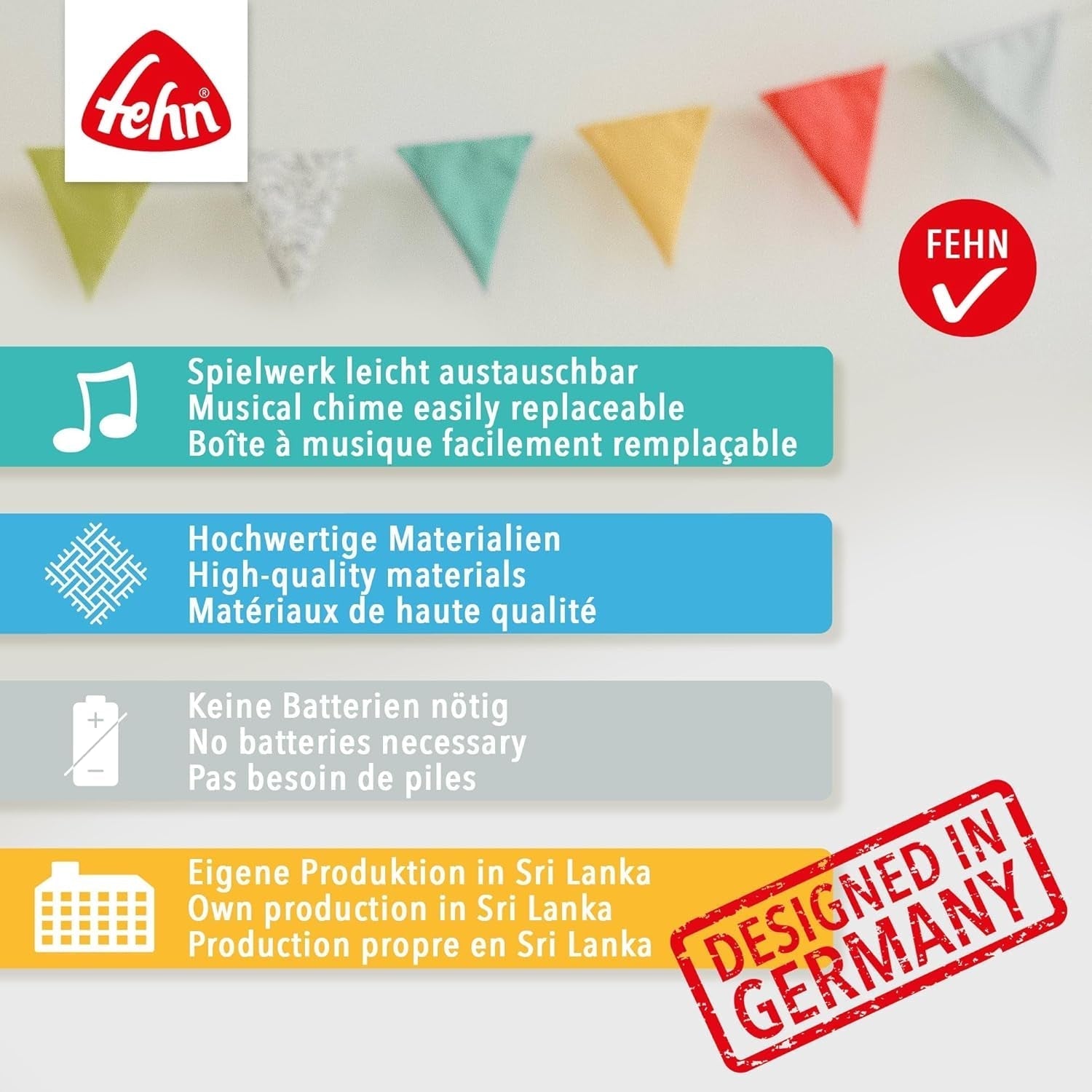 Fehn cutie muzicală copil elefant în lună - broderie "Glow-in-the-dark" cu melodia "The moon has risen" - jucărie de pluș pentru a vă ajuta să adormiți - jucărie pentru copii în mișcare și acasă - de la 0+ luni Jucarii Bebe Naty Shop