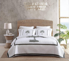 Tommy Bahama Palm Island Collection | Comforter - 100% cotton, reversible, soft and breathable, pre-washed for extra softness, king size bed, gray Naty Shop Quilts and comforters Gray King