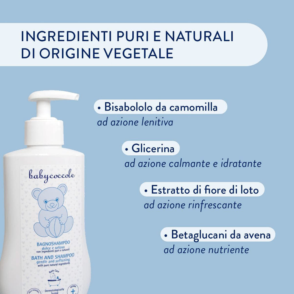 Babycoccole șampon de baie pentru bebeluși și copii, cu extracte de flori de lotus și ingrediente naturale, pentru piele sensibilă, 250 ml Copii - Baie si Skincare Naty Shop