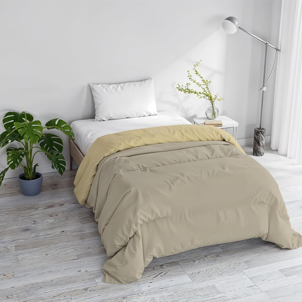 Basic winter blanket, plain and lined, dark green / cream, 200X245Cm Naty Shop Duvets and quilts Taupe/cream 160X245Cm