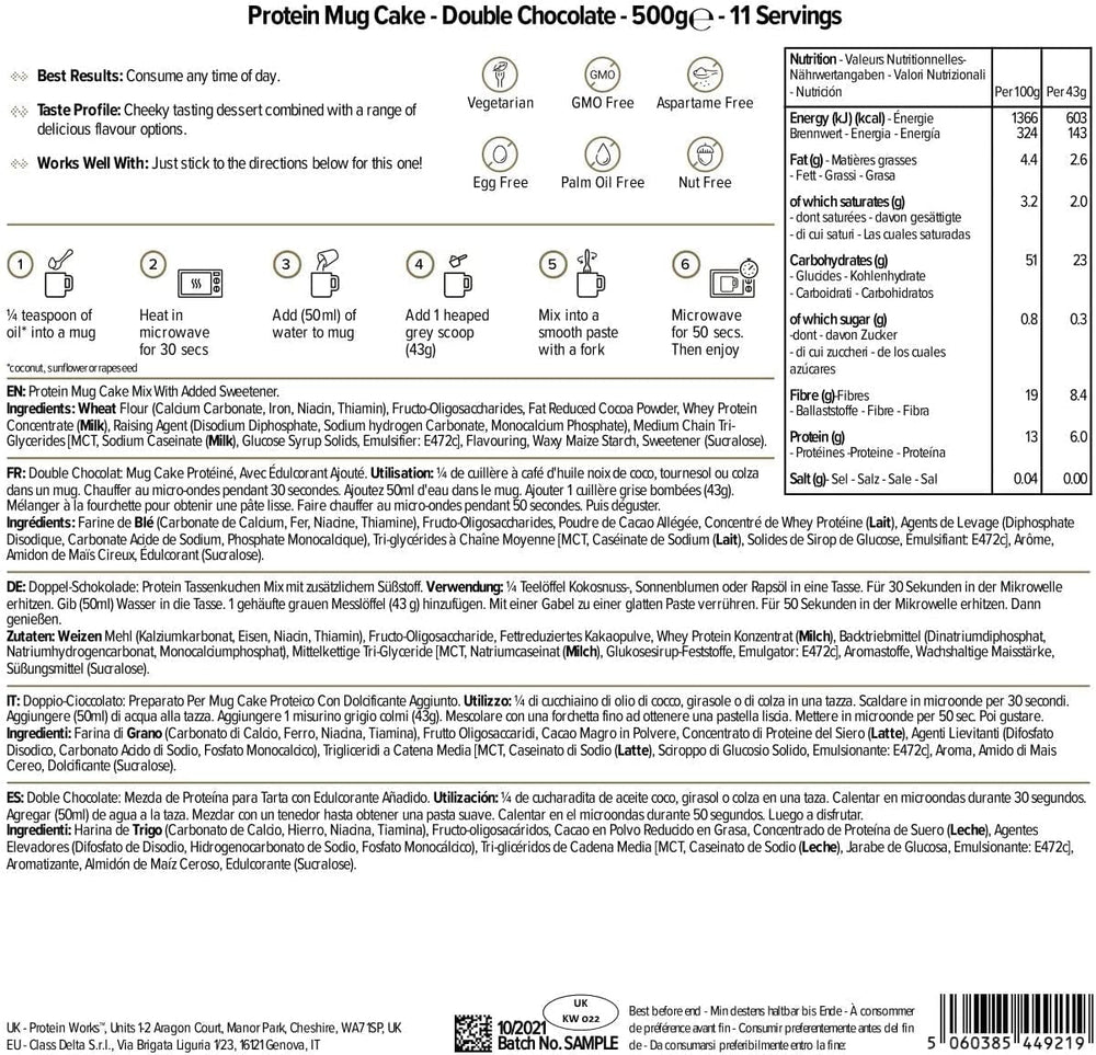Protein Works Protein Tassenkuchen | Chocolate cream | Dieser Köstliche Nachtisch Ist Sehr Protein- Und Ballaststoffreich| 500G Mixture for baking and cooking Naty Shop