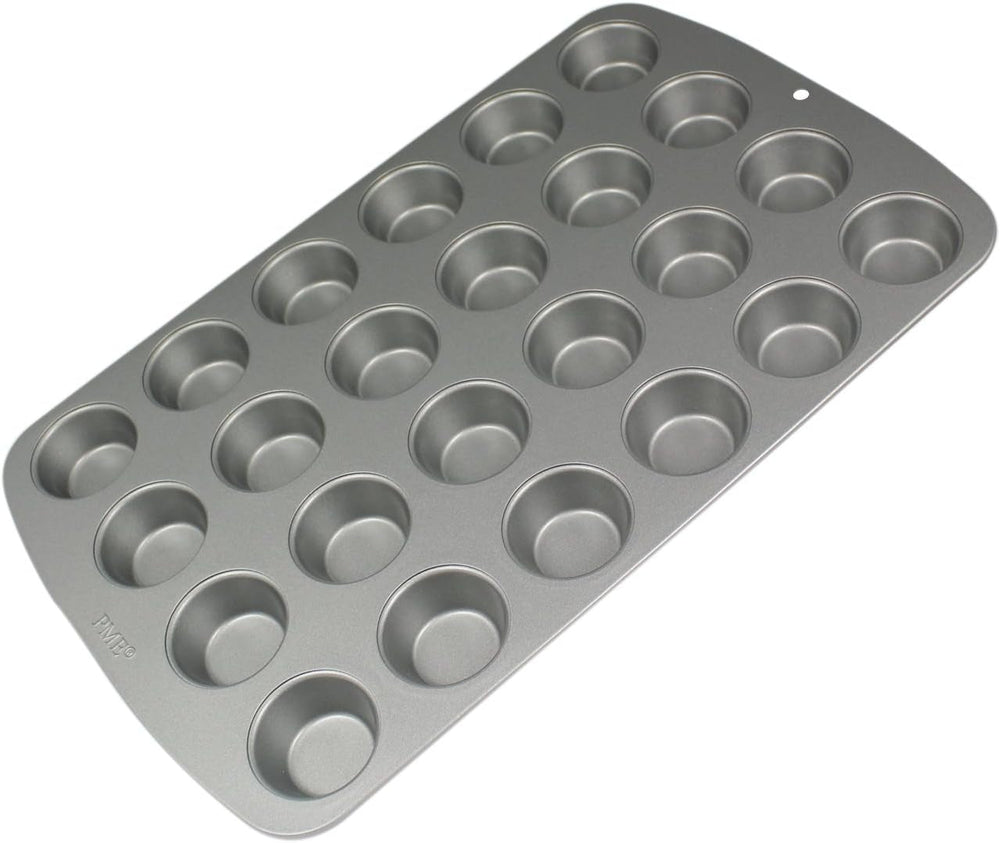 CSB111 Antihaftbeschichtete Mini-Muffinform Mit 24 Löchern Aus Karbonstahl, Edelstahl, Silver, 39.4 X 24.6 X 2.1 Cm Molds and trays for baking Naty Shop