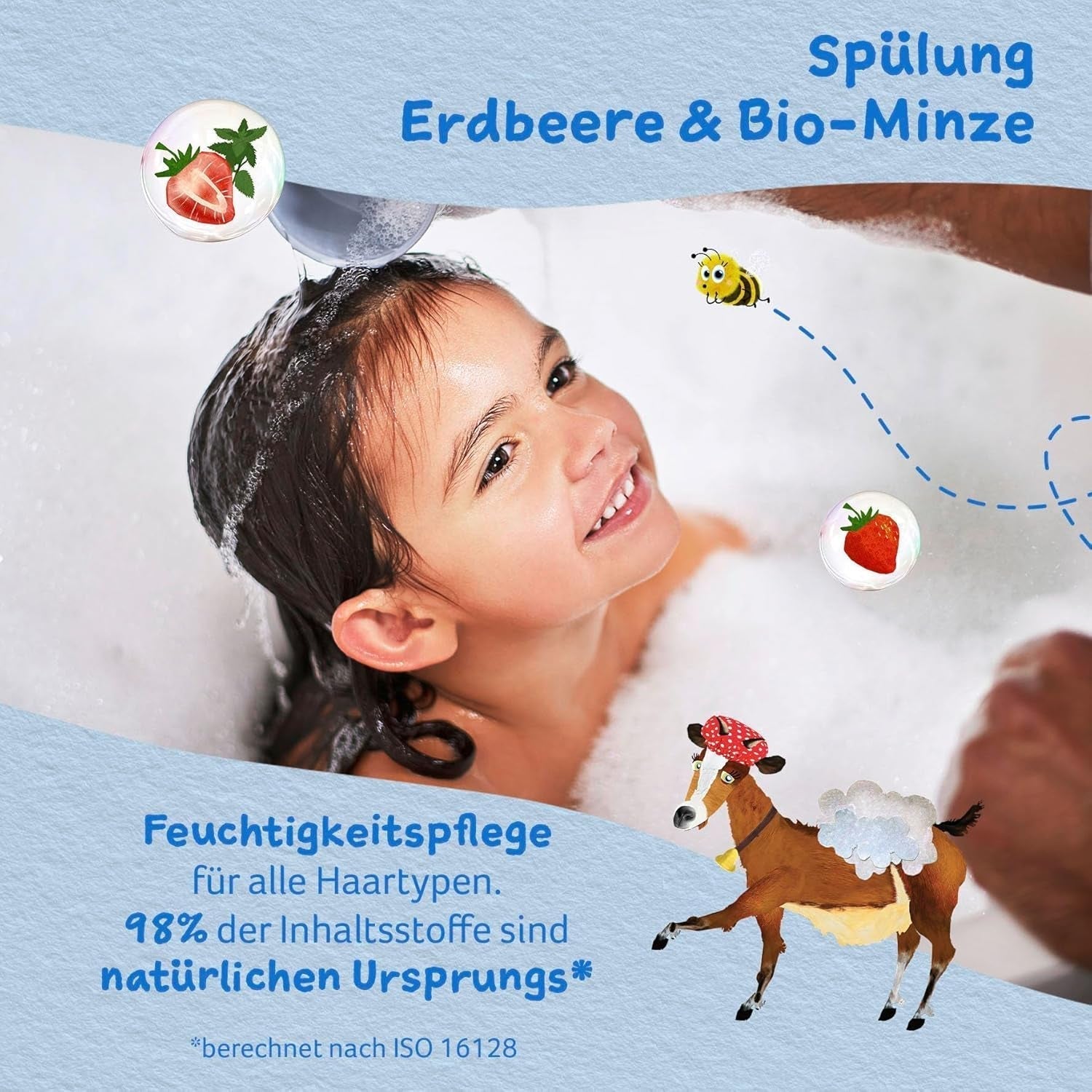 Balsam Childs Farm pentru copii 250 ml | Căpșuni și mentă organică | Toate tipurile de păr | Hrănește și hrănește | Potrivit pentru pielea uscată, sensibilă și predispusă la neurodermatită Copii - Baie si Skincare Naty Shop