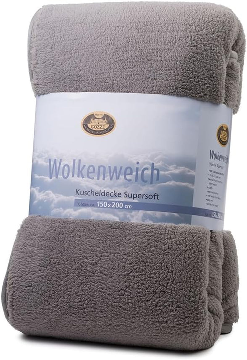 Gözze - Cloud soft cuddly blanket, sheepskin imitation, 100% polyester (microfibre), 150 X 200 Cm - Camel Quilts and quilts Naty Shop silver