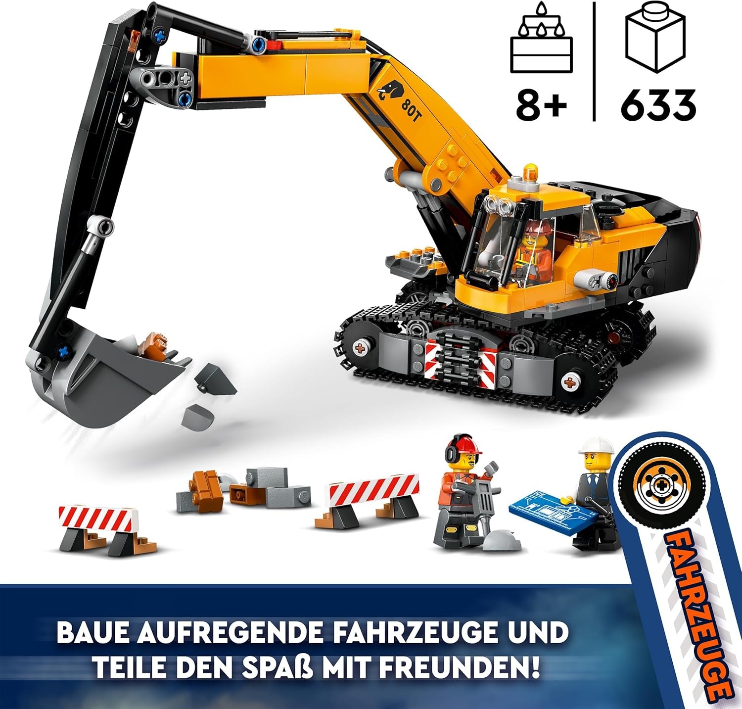 LEGO City Crawler Excavator, toy excavator for children from 8 years old, construction toy with excavator model, buildable truck with accessories and 3 minifigures 60420 Construction sets Besuche den LEGO-Store