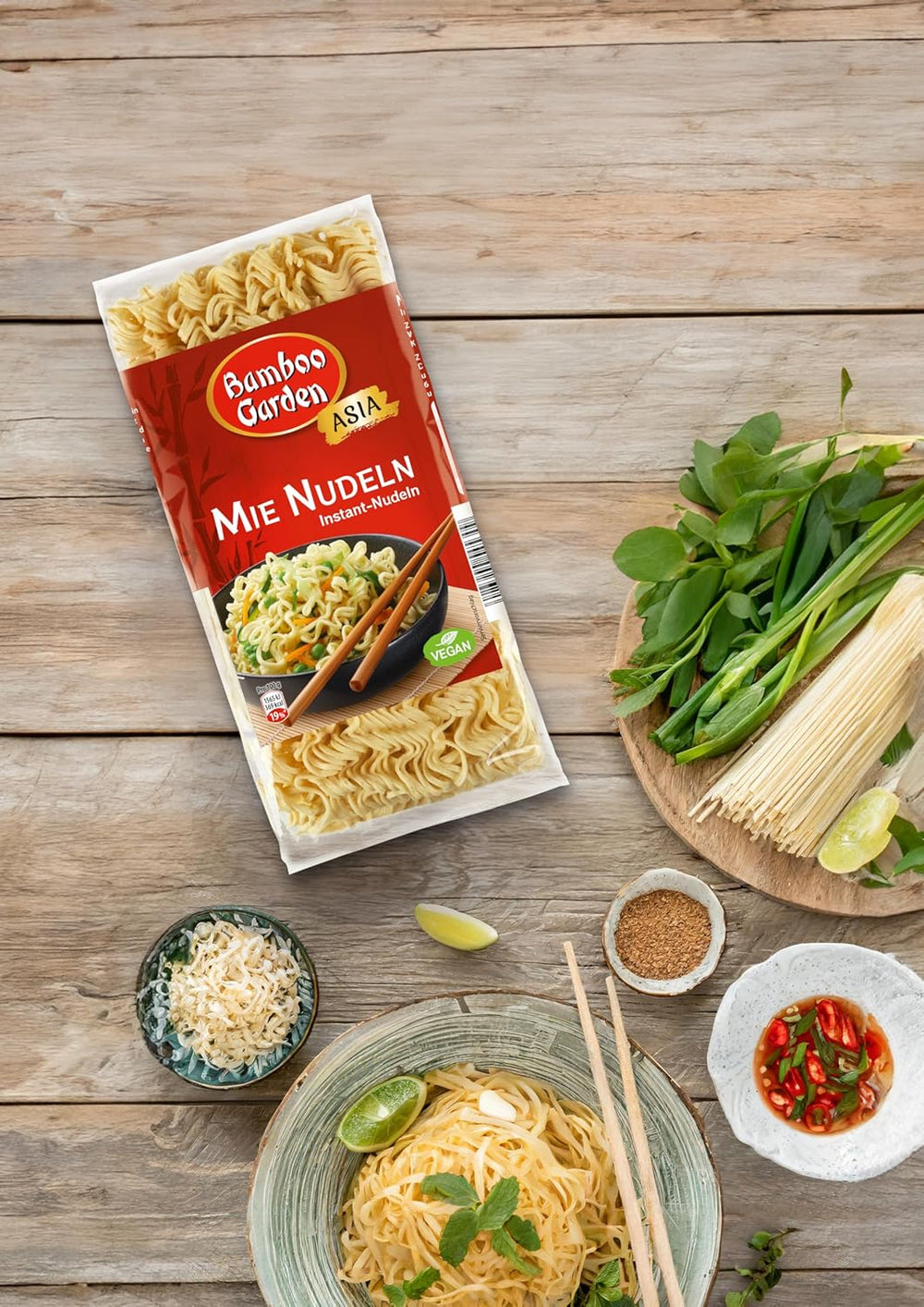 Bamboo Garden - Mie Noodles | Instant noodles for Asian cuisine | Ideal for wok dishes or soups Vegans | 250g bag