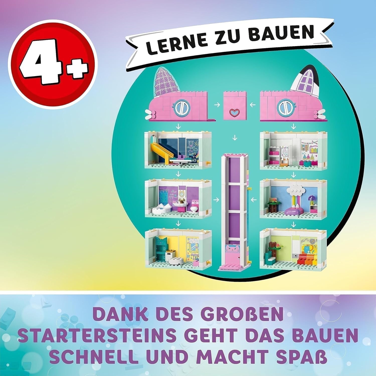 Lego 10788 Gabby's Dollhouse Toy Set, 8 Rooms and 4 Floors Gabby's Dollhouse Toy with Pandi, Meerkat, Kuchi Figures and Accessories, Gift for 4-Year-Old Girls, Boys and Children Building Sets Besuche den LEGO-Store