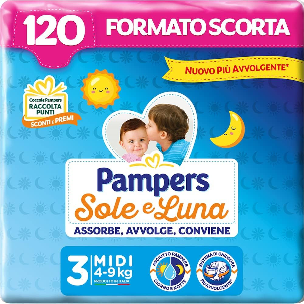 Pampers Sun and Moon Midi diapers, size 3 (4-9 kg), 120 diapers