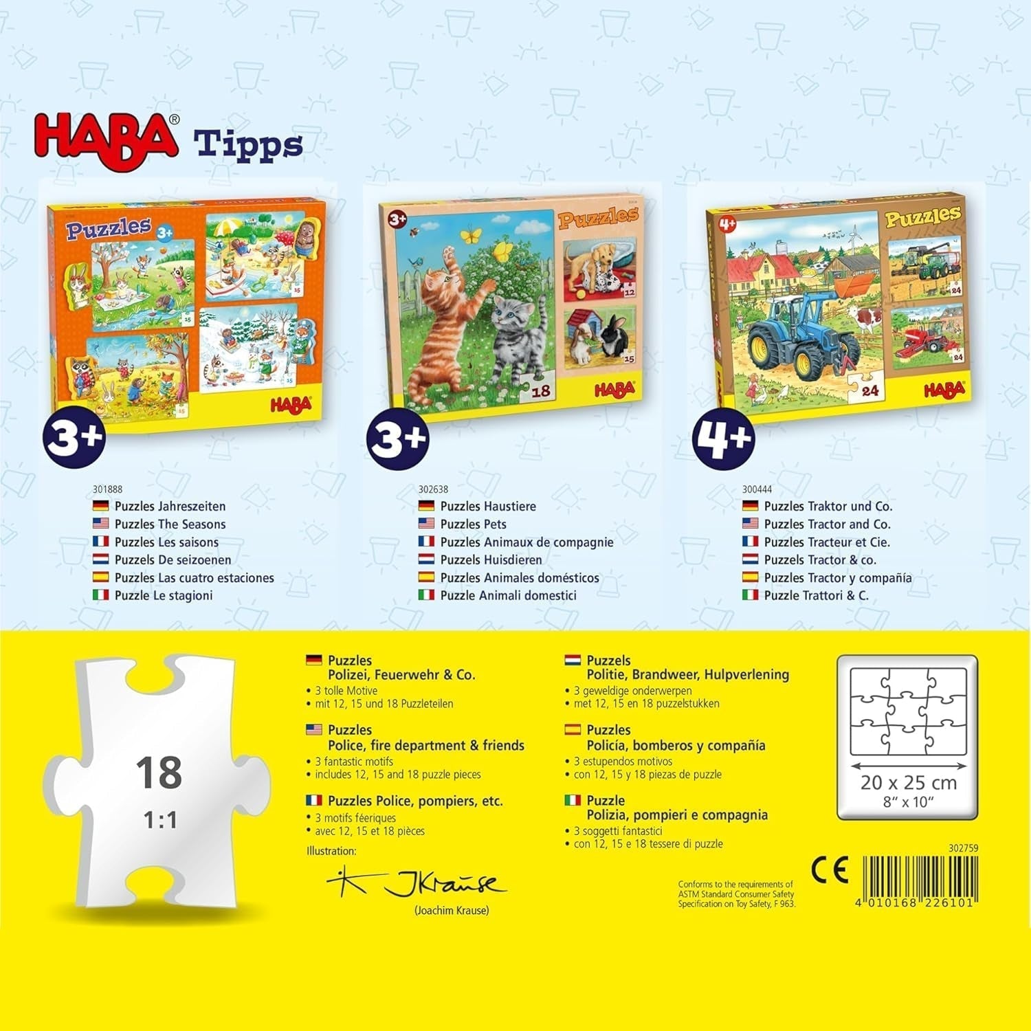 HABA Fire Brigade Puzzle - 3 Piece Set for Kids 3 Years and Up Police and Ambulance Cardboard Puzzle - Promotes Fine Motor Skills and Concentration - 1302759001 Puzzle Naty Shop