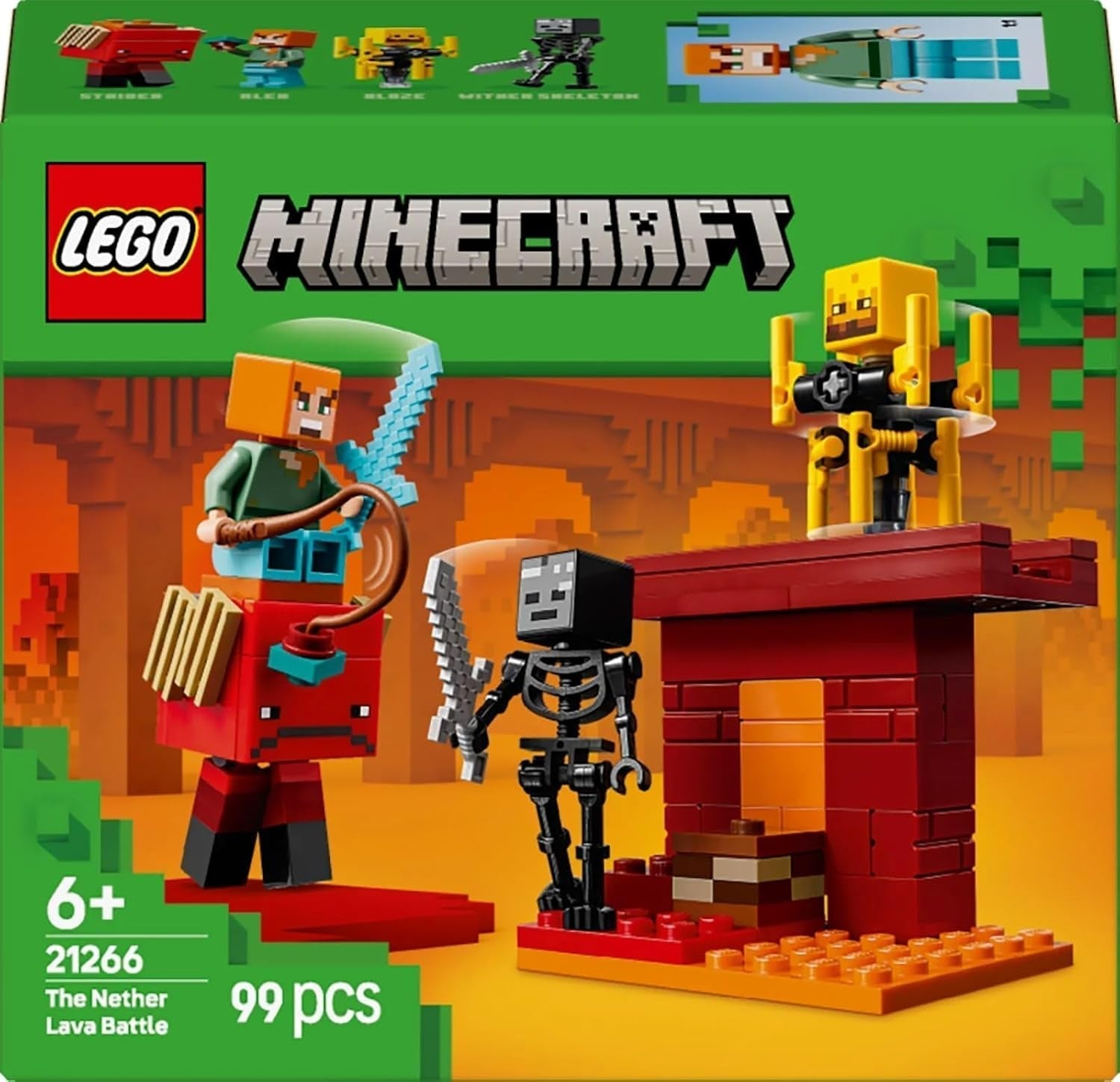 LEGO Minecraft Lava Duel of the Deep, Toy for Video Game Fans, Fortress with Minifigures Including Alex, Skeleton Wither, Lohe and Strider, Gift for Girls and Boys 6 Years Old 21266 Building Sets Beuche den LEGO-Store