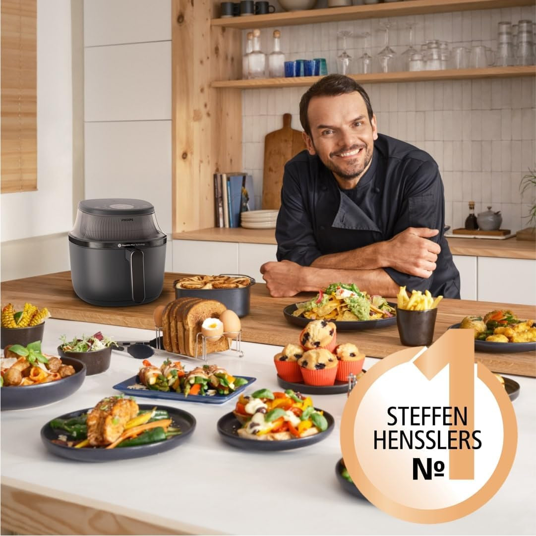 Philips Airfryer 3000 Series 6.2L, Cooking window, 16 cooking functions in 1, Rapidair plus technology, Fat removal, Recipe application Homeid Appliances Naty Shop