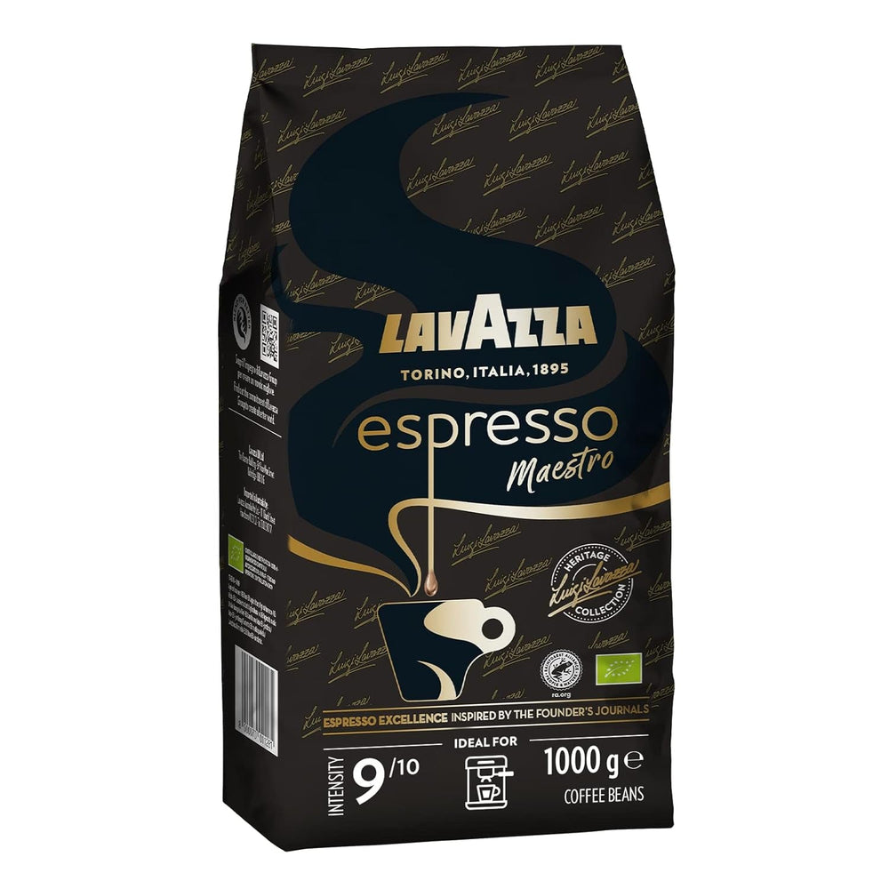Lavazza Espresso, coffee beans for espresso machines, balanced and aromatic aroma of fruits and flowers, 100% organic Arabica and Robusta Coffee Naty Shop 1 Kg Maestro