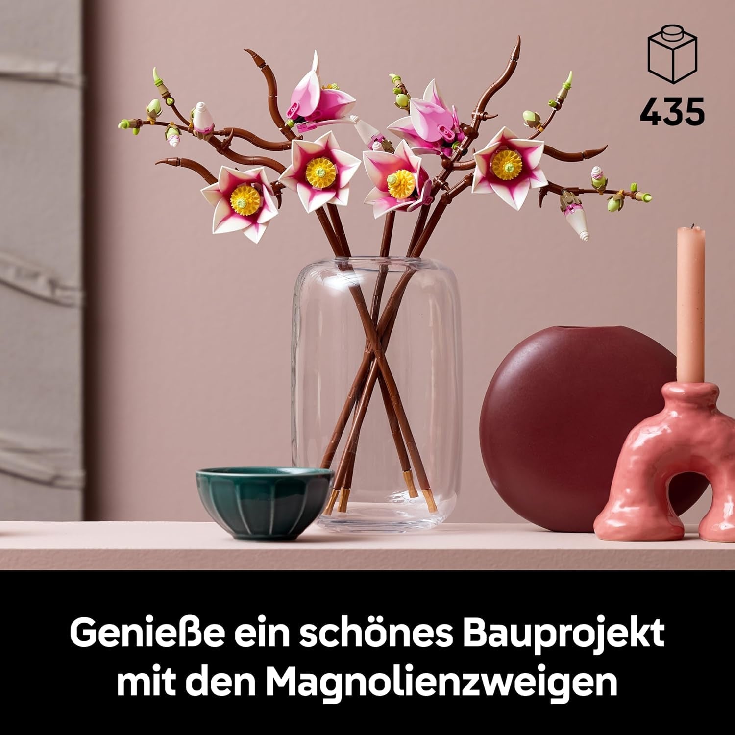 LEGO Botanicals Magnolienzweige - Kunstblumen Set für Erwachsene - 5 künstliche Magnolien für Deko im Wohn- oder Schlafzimmer - DIY Geschenkidee für Frauen - 11510