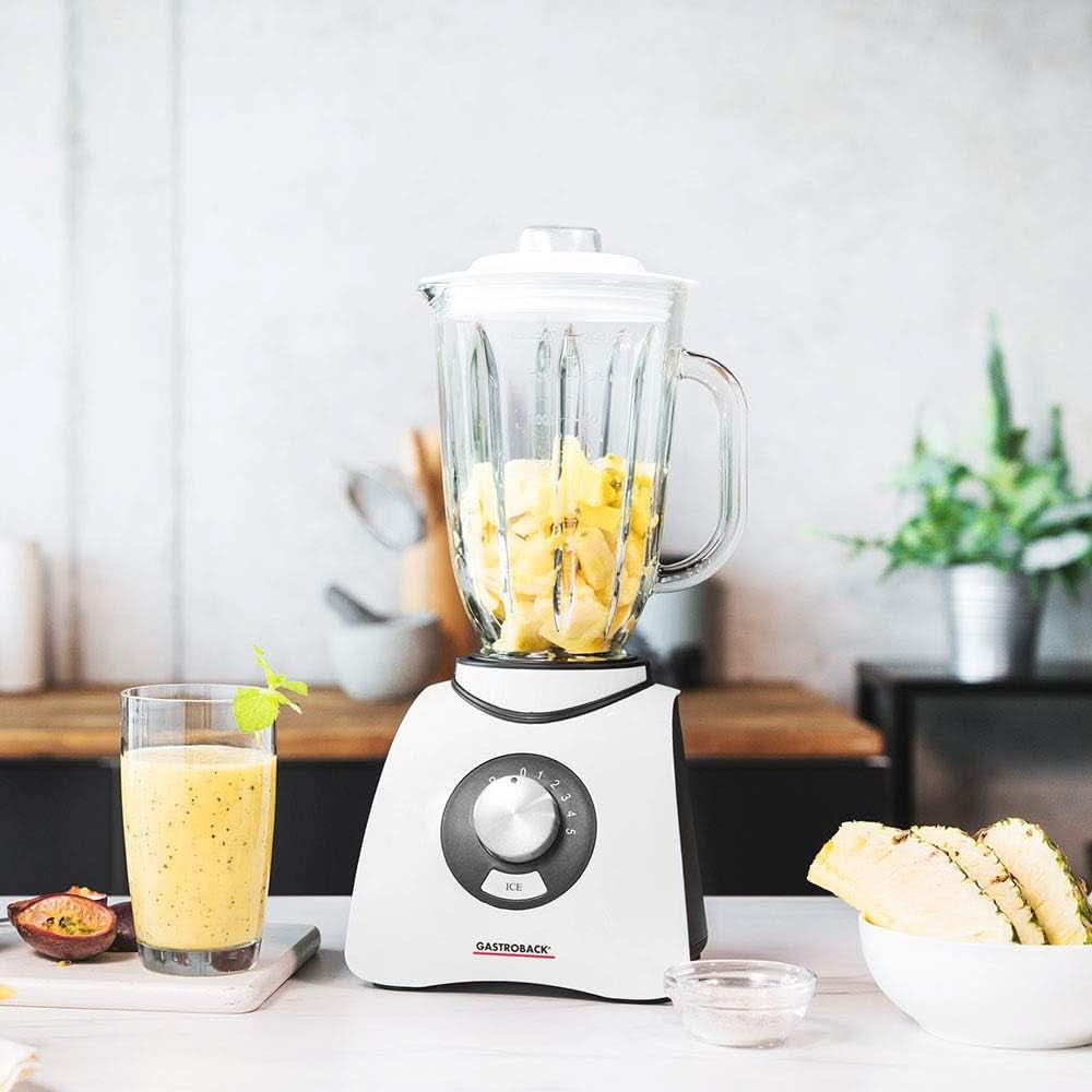 Gastroback 40898 Vital Basic, Mit Integrierter Ice-Crush Funktion, Leistungsstarker 600 Watt Motor Mixer, Kunststoff, 1.5 Liters, Weiß Kitchen Naty Shop