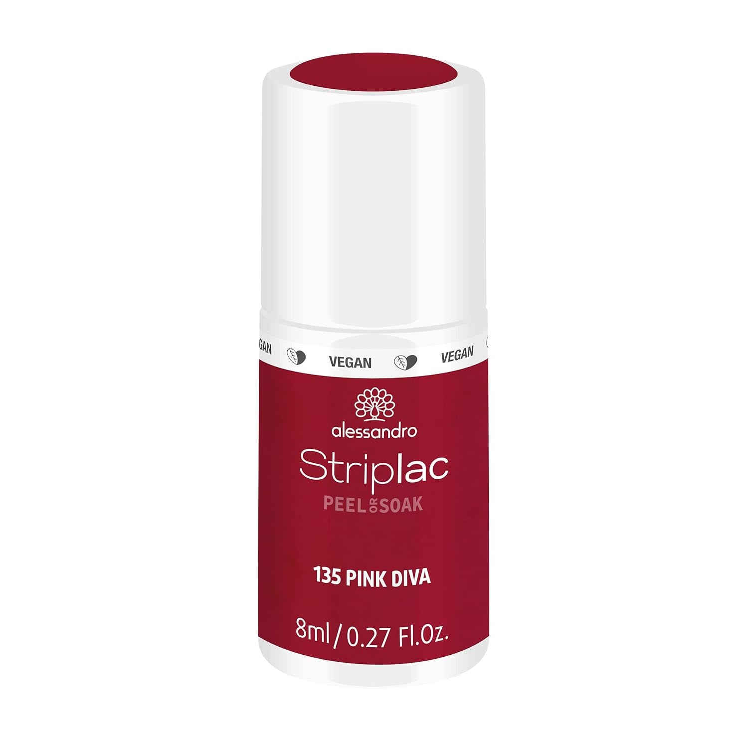 UV nail polish alessandro Striplac Elegant Ruby - Delicate and long-lasting - Easy removal thanks to peel-off removal technology - Vegan and cruelty-free - 8 ml